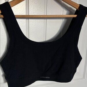 Icebreaker Black Ribbed Crop Top